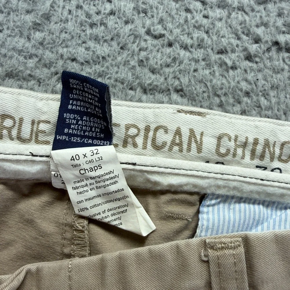 Chaps Pant Men 40x30 Beige Cotton Chino Straight Preppy Business Career Academia